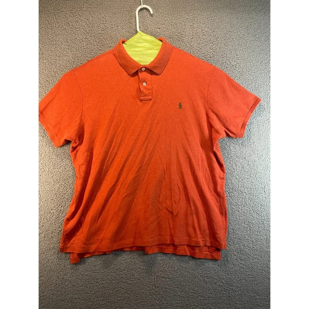 Polo Ralph Lauren Mens Shirt XL Orange Polo Pima Soft Touch Colored Pony Preppy